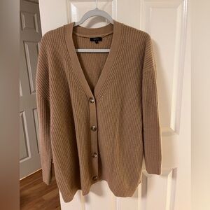 Quince Mongolian Cashmere Oversized Boyfriend Cardigan Sweater in Camel, Small